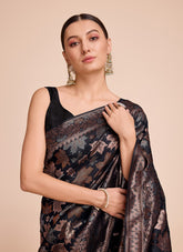 Black Colour Saree Looking Plump